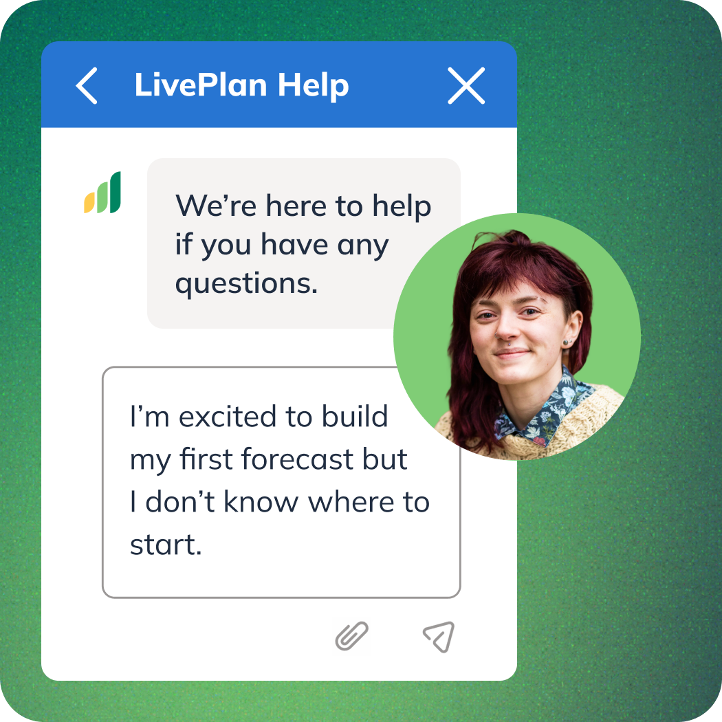 LivePlan Help chat with a friendly support expert